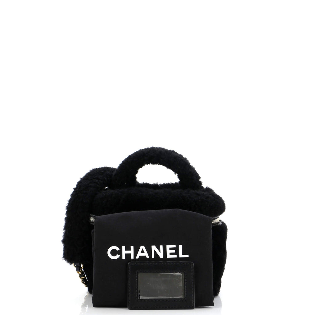 Chanel Coconing Top Handle Vanity Case with Chain Quilted Shearling Small