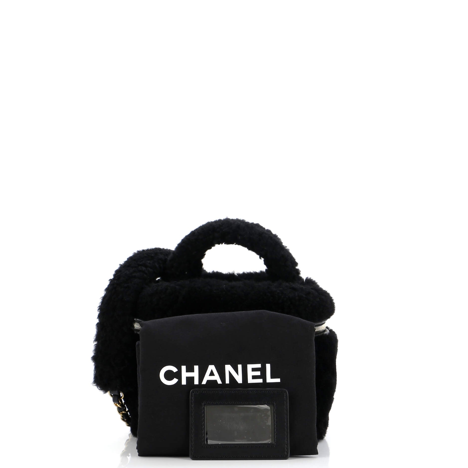 Chanel Coconing Top Handle Vanity Case with Chain Quilted Shearling Small