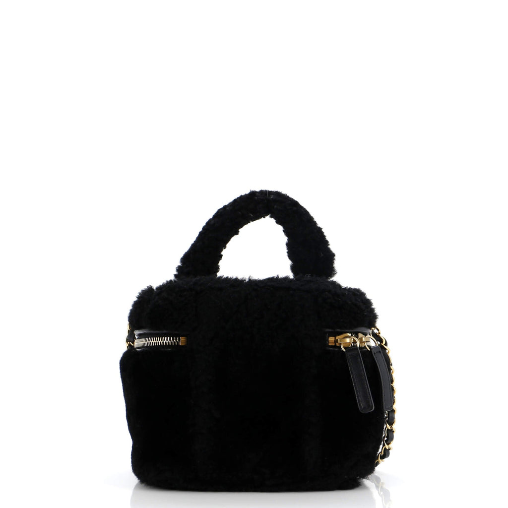 Chanel Coconing Top Handle Vanity Case with Chain Quilted Shearling Small