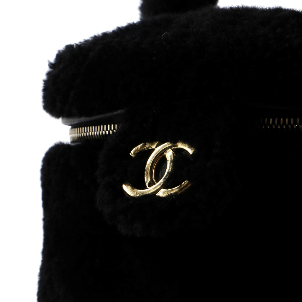 Chanel Coconing Top Handle Vanity Case with Chain Quilted Shearling Small