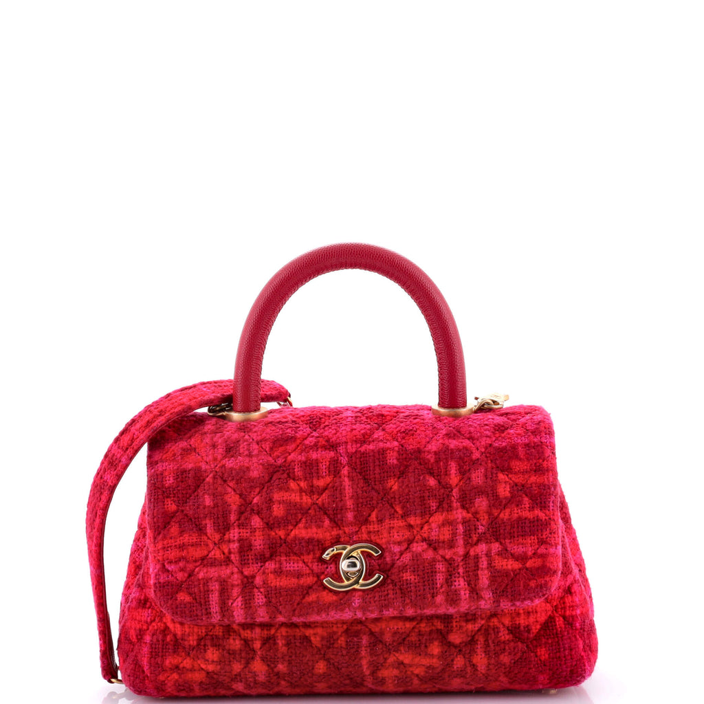 Chanel Coco Top Handle Bag Quilted Tweed Mini