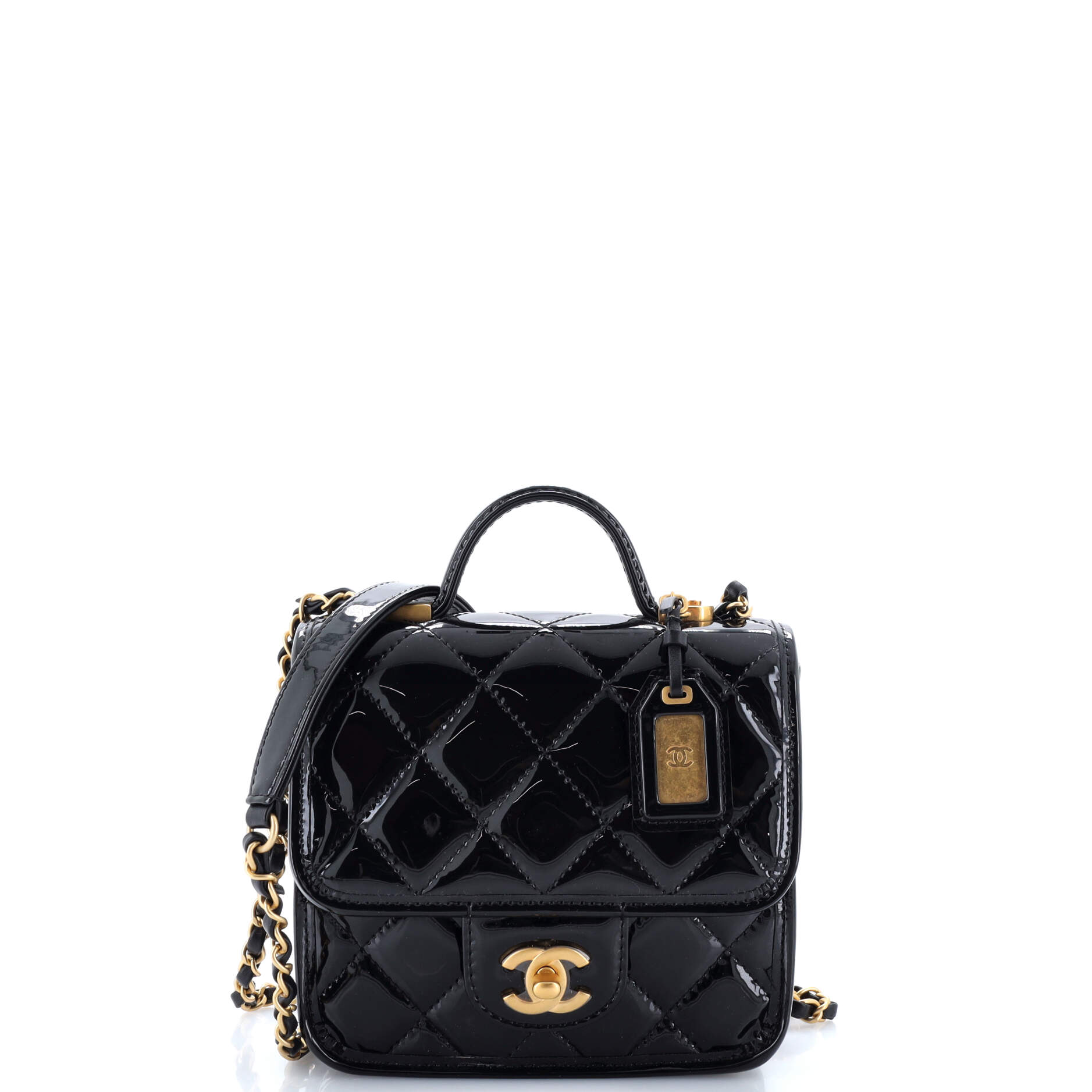 Chanel School Memory Top Handle Flap Bag Quilted  Mini