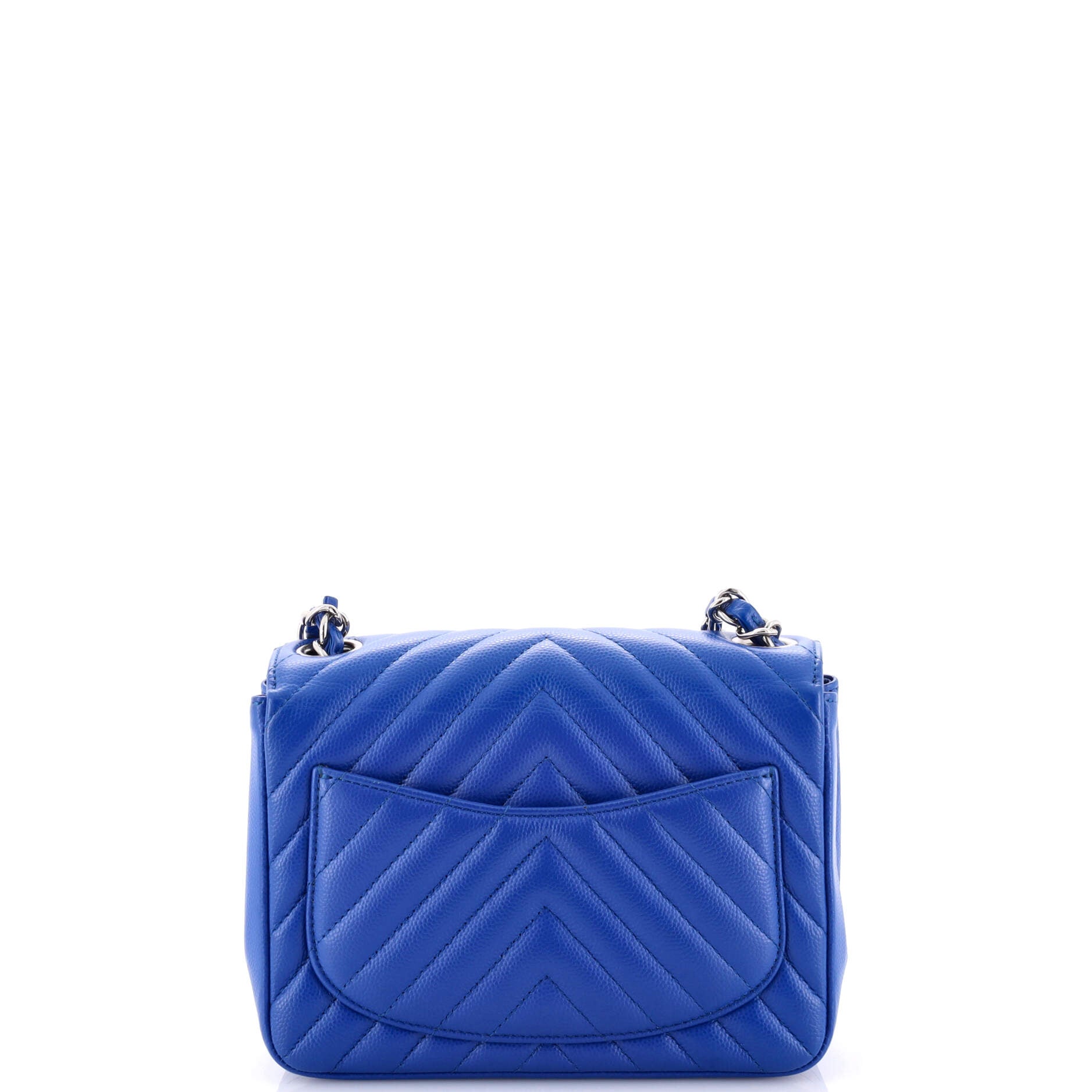 Chanel Square Classic Single Flap Bag Chevron Caviar Mini