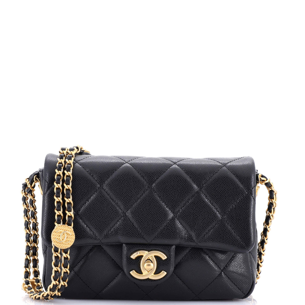 Chanel Twist Your Buttons Flap Bag Quilted Caviar Small