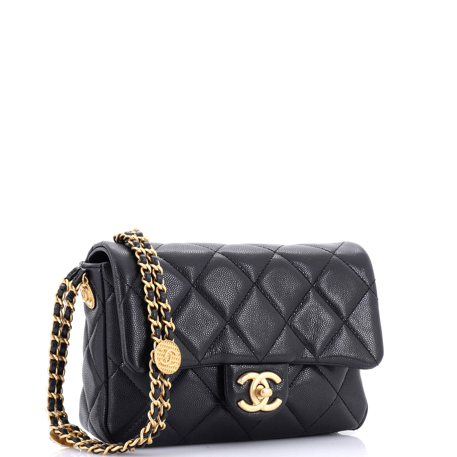 Chanel Twist Your Buttons Flap Bag Quilted Caviar Small
