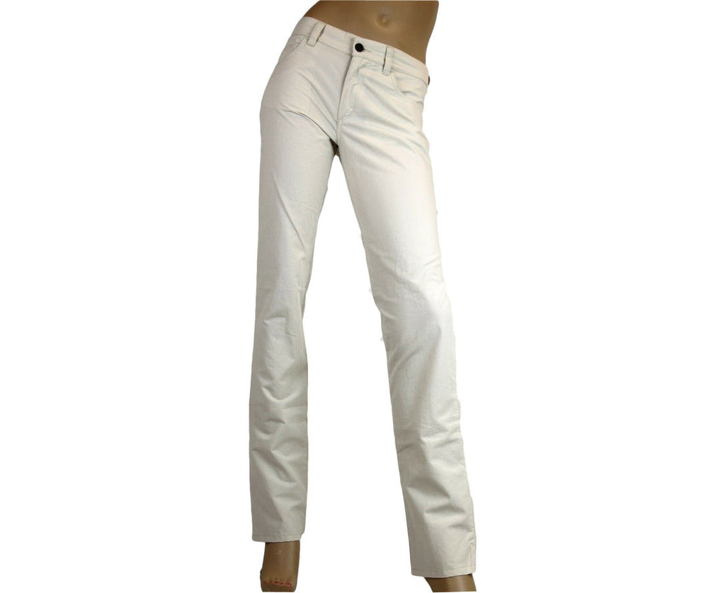 Bottega Veneta Women's Front Button Beige Cotton Flax Pants (40)
