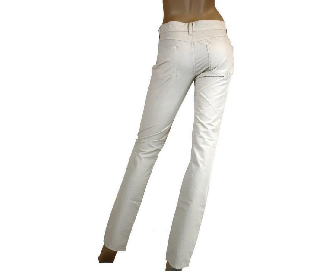 Bottega Veneta Women's Front Button Beige Cotton Flax Pants (40)