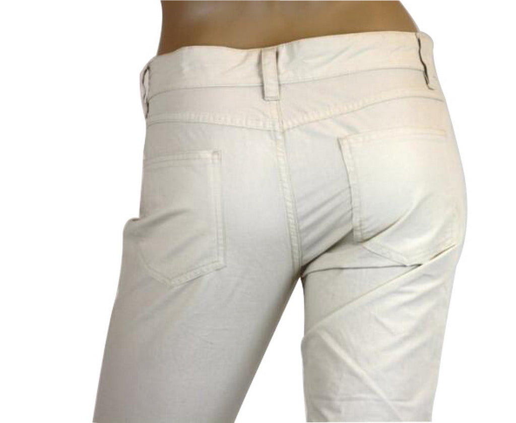 Bottega Veneta Women's Front Button Beige Cotton Flax Pants(42)