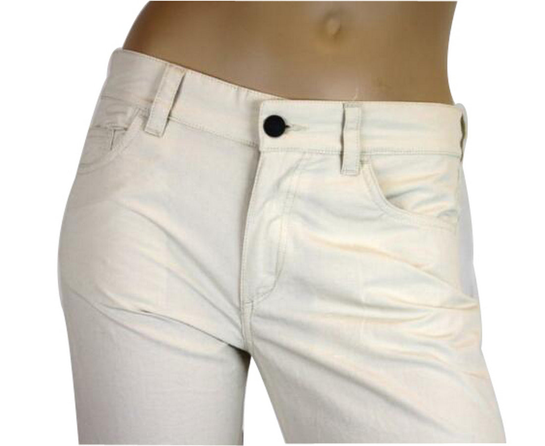 Bottega Veneta Women's Front Button Beige Cotton Flax Pants (40)