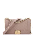 Chanel Boy Flap Bag Quilted Caviar Old Medium