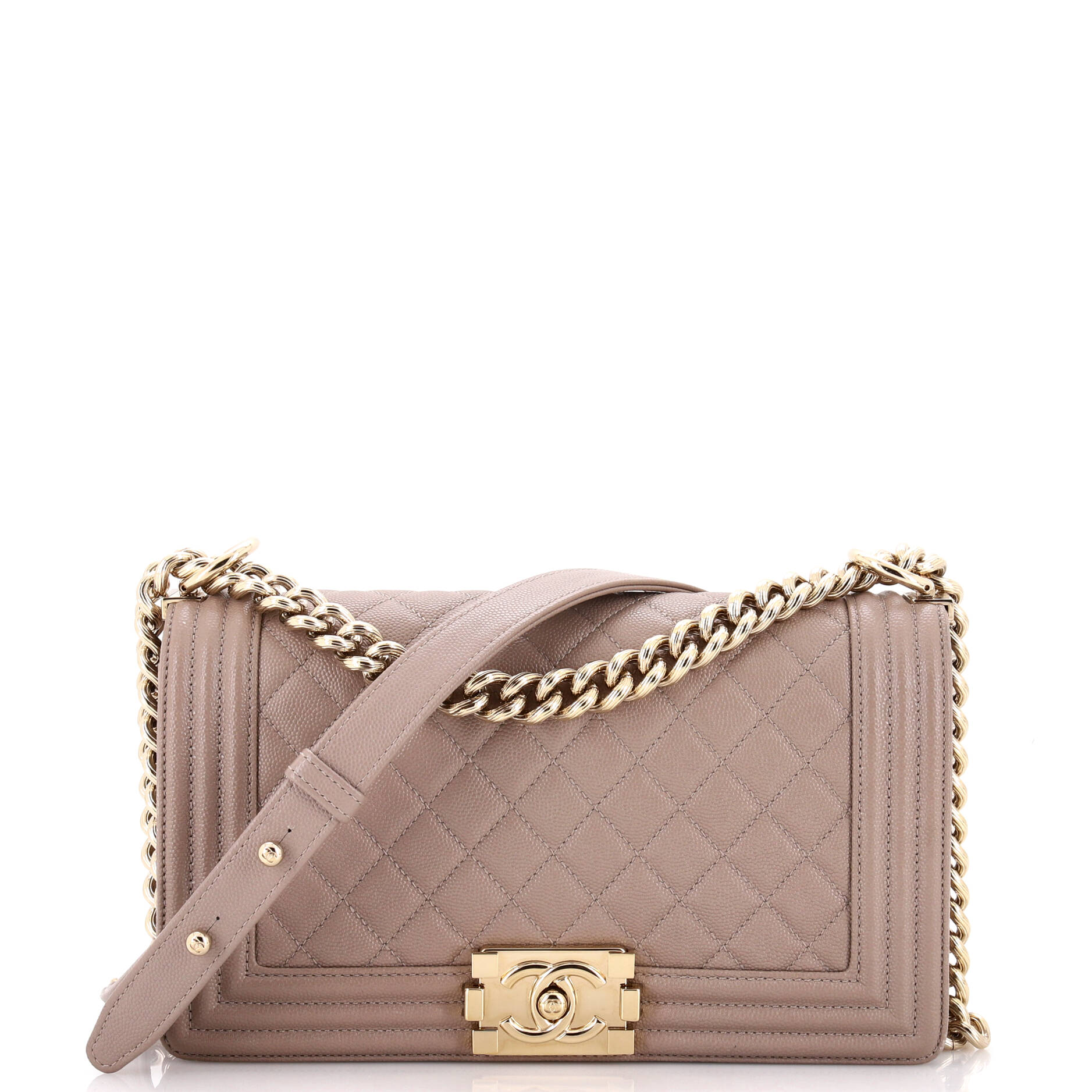Chanel Boy Flap Bag Quilted Caviar Old Medium