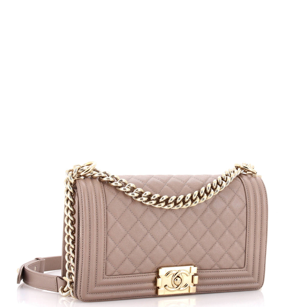 Chanel Boy Flap Bag Quilted Caviar Old Medium