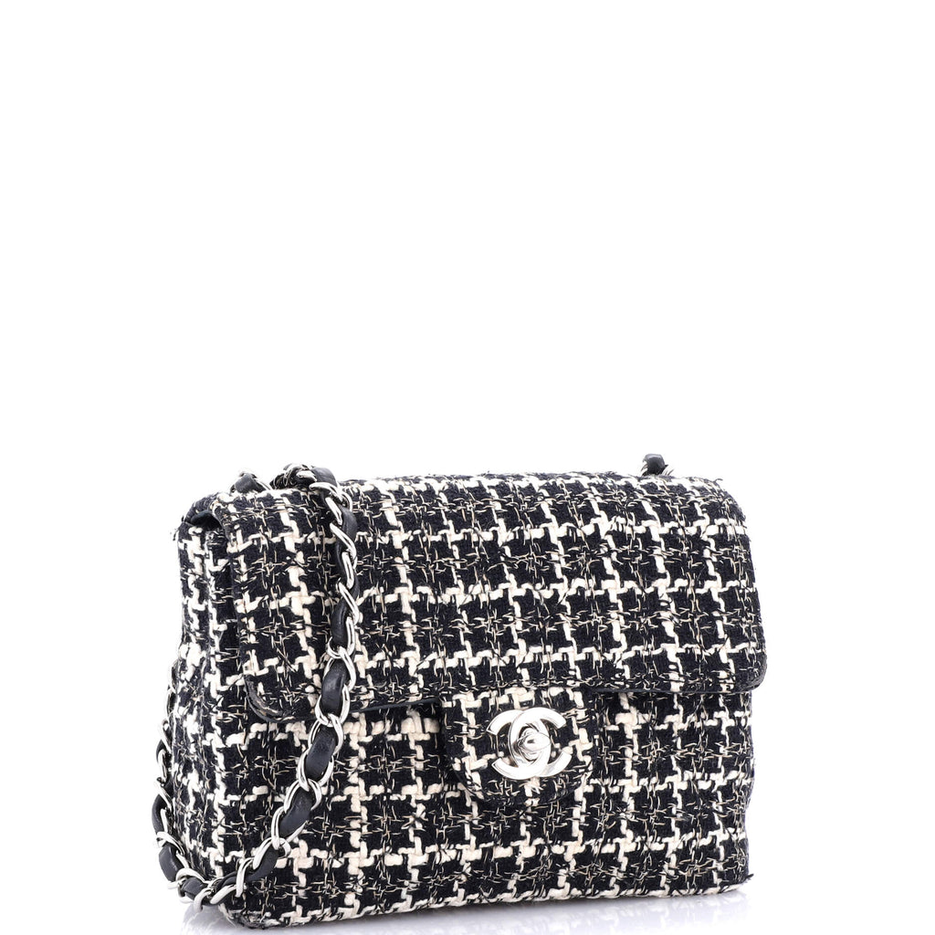Chanel Square Classic Single Flap Bag Quilted Tweed Mini