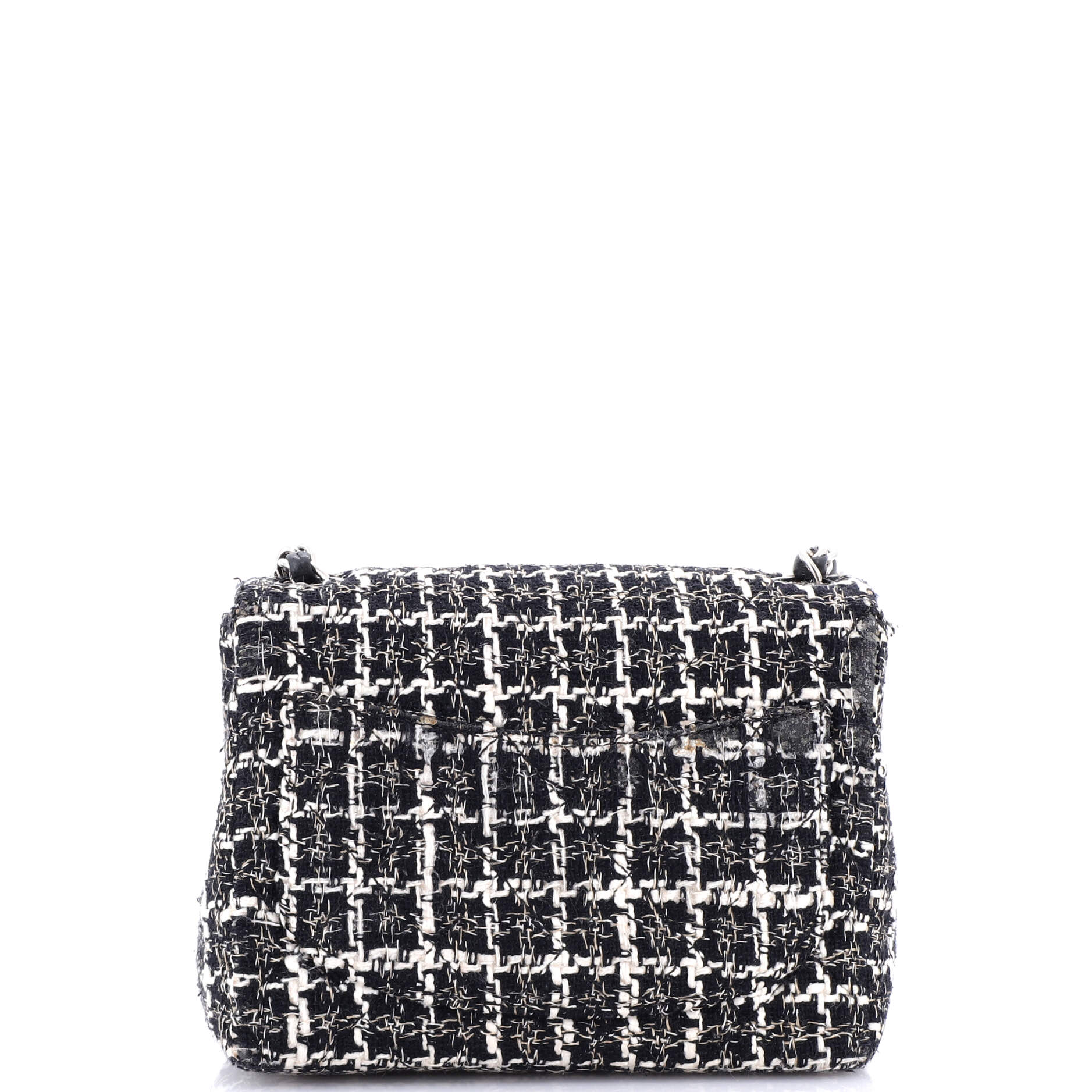 Chanel Square Classic Single Flap Bag Quilted Tweed Mini