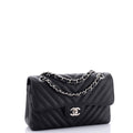 Chanel Classic Double Flap Bag Chevron Caviar Small