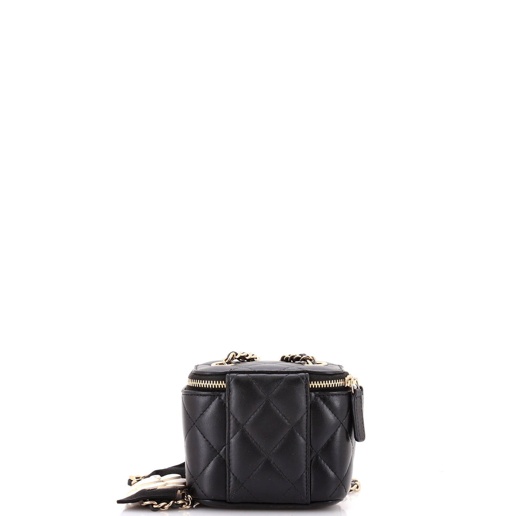 Chanel Camellia Bow Vanity Case with Chain Quilted Lambskin Mini
