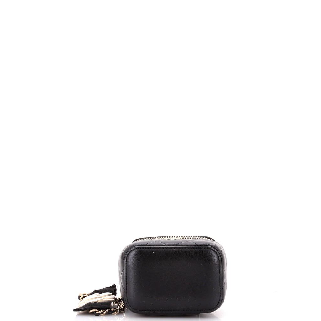 Chanel Camellia Bow Vanity Case with Chain Quilted Lambskin Mini