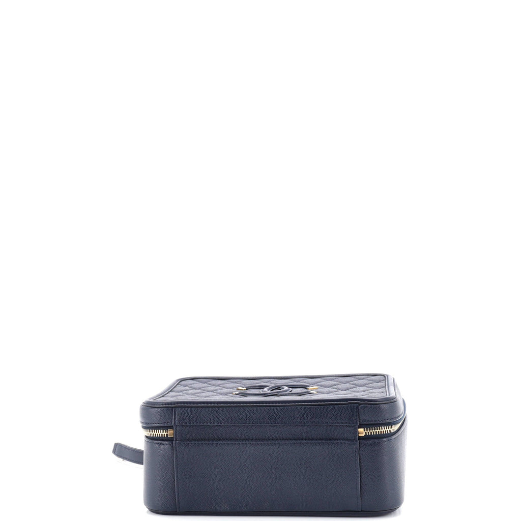Chanel Filigree Vanity Case Quilted Caviar Large