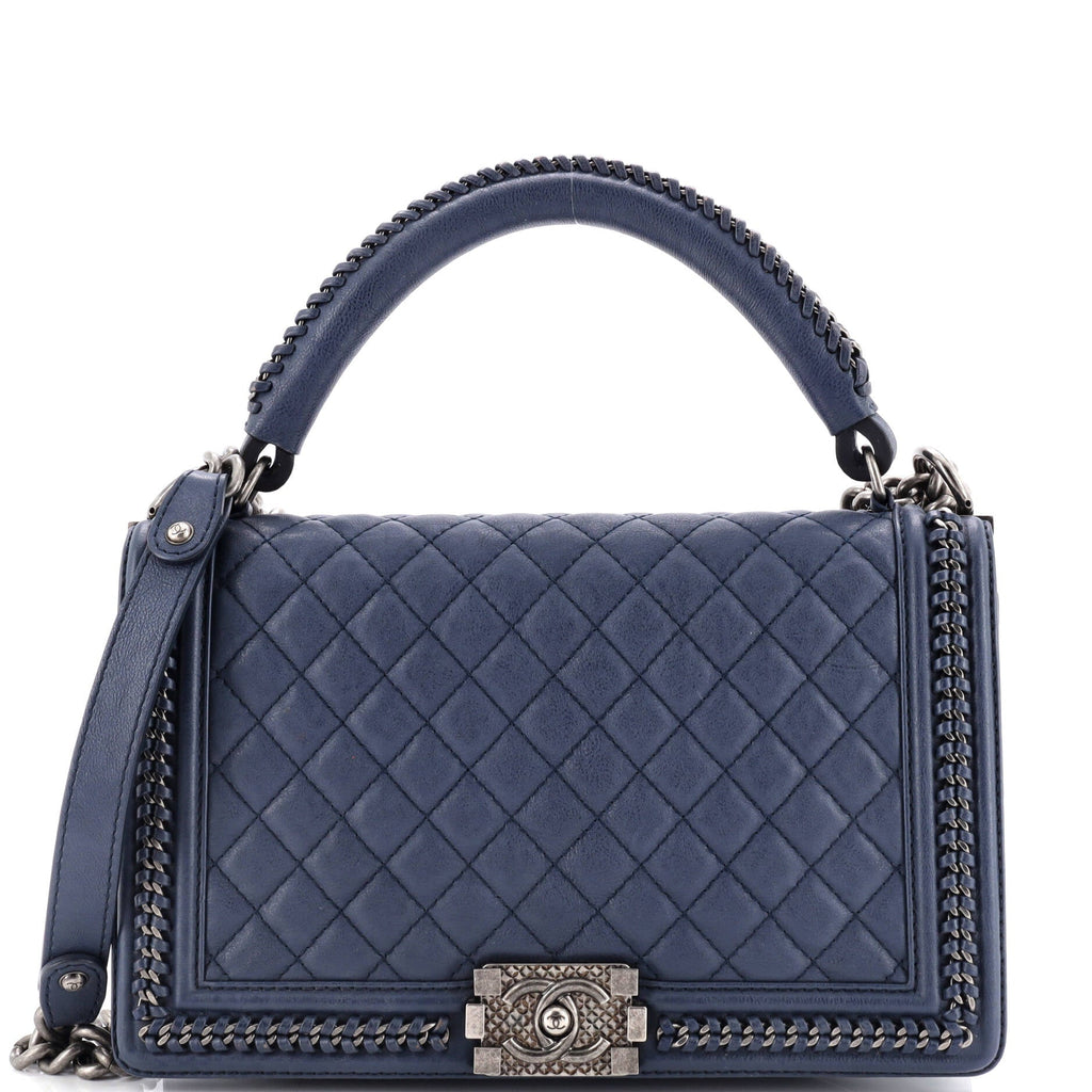 Chanel Chain Handle Boy Flap Bag Quilted Calfskin New Medium