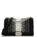 Chanel Boy Flap Bag Pearl Embellished Satin Old Medium