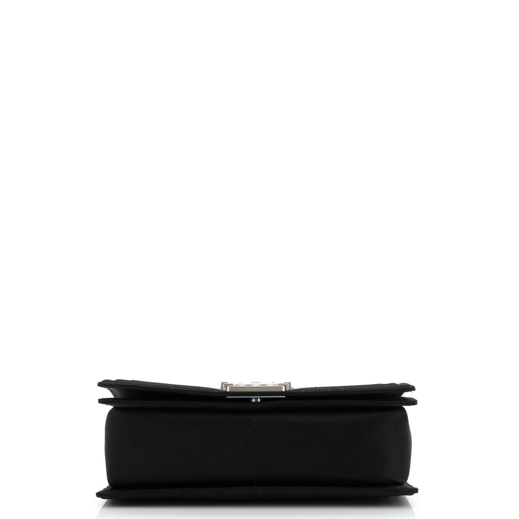 Chanel Boy Flap Bag Pearl Embellished Satin Old Medium