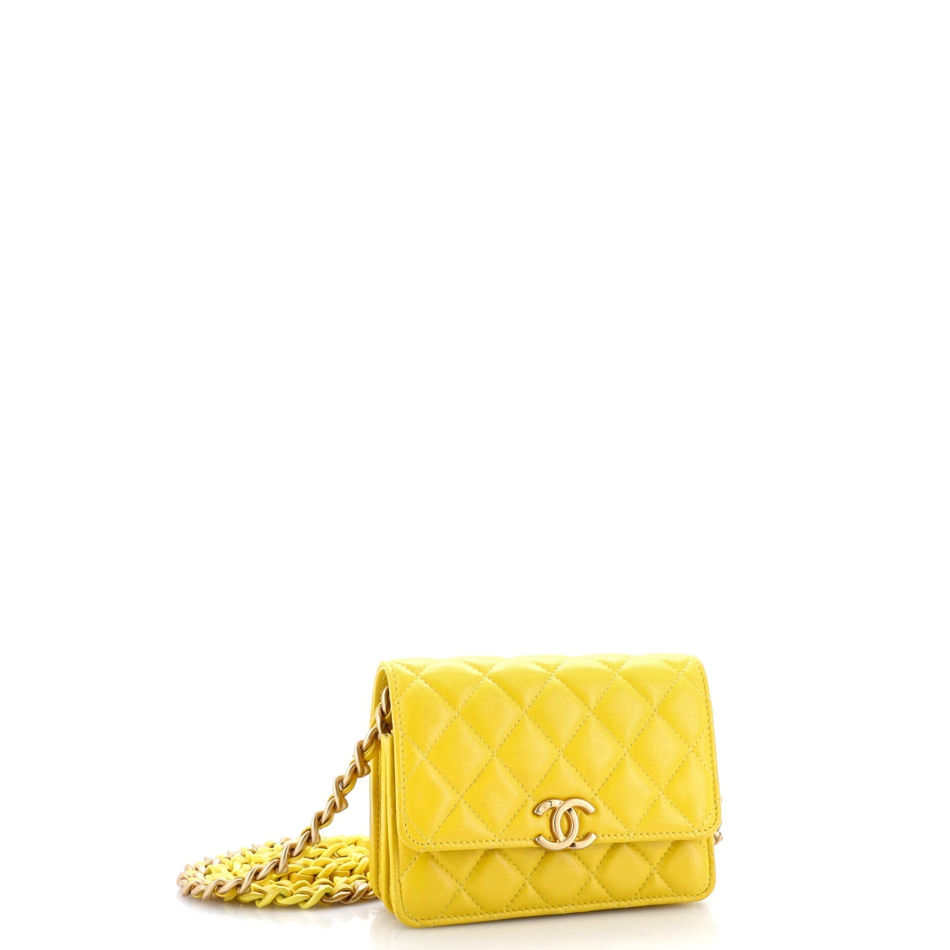Chanel Lacquered Metal CC Clutch with Chain Quilted Lambskin