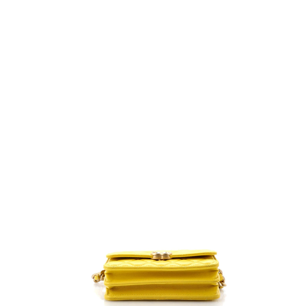 Chanel Lacquered Metal CC Clutch with Chain Quilted Lambskin