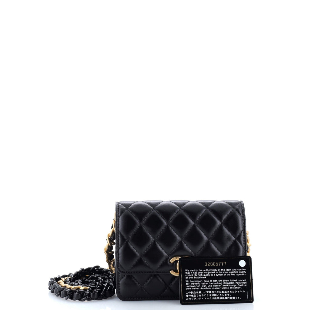 Chanel Lacquered Metal CC Clutch with Chain Quilted Lambskin