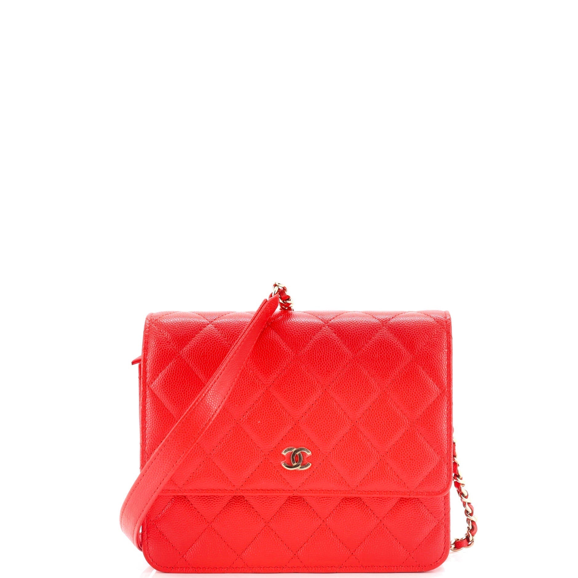 Chanel Square Wallet on Chain Quilted Caviar