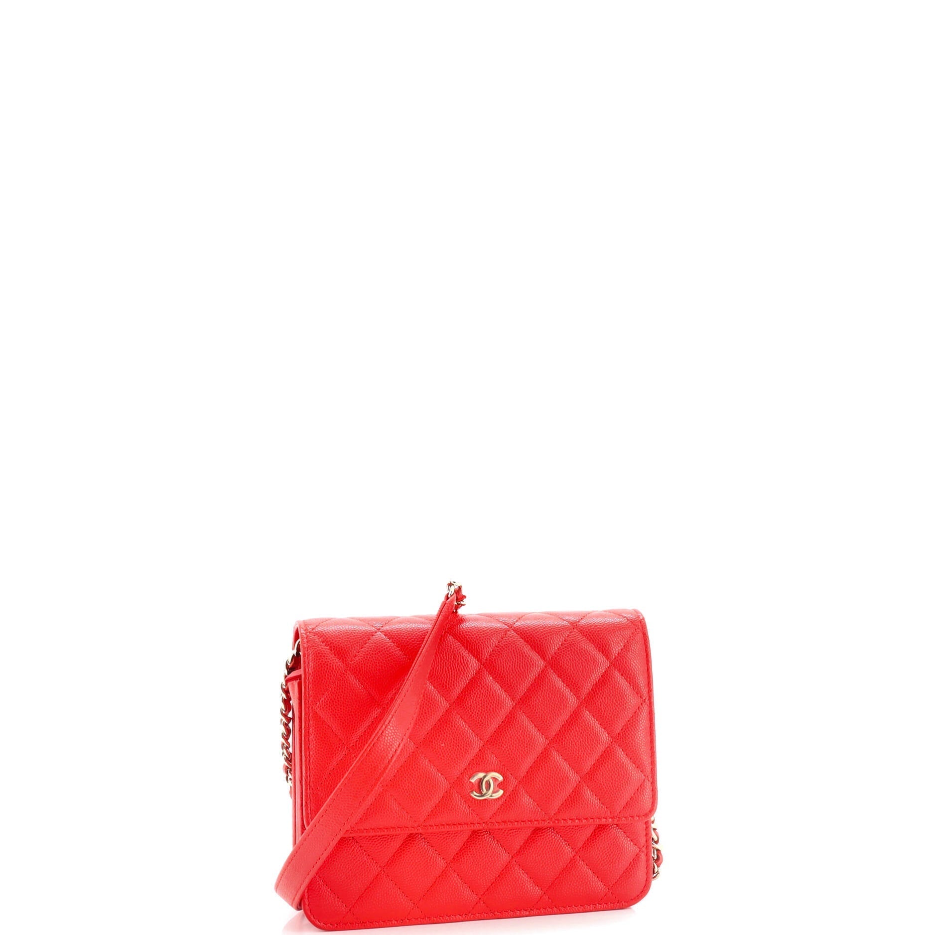 Chanel Square Wallet on Chain Quilted Caviar