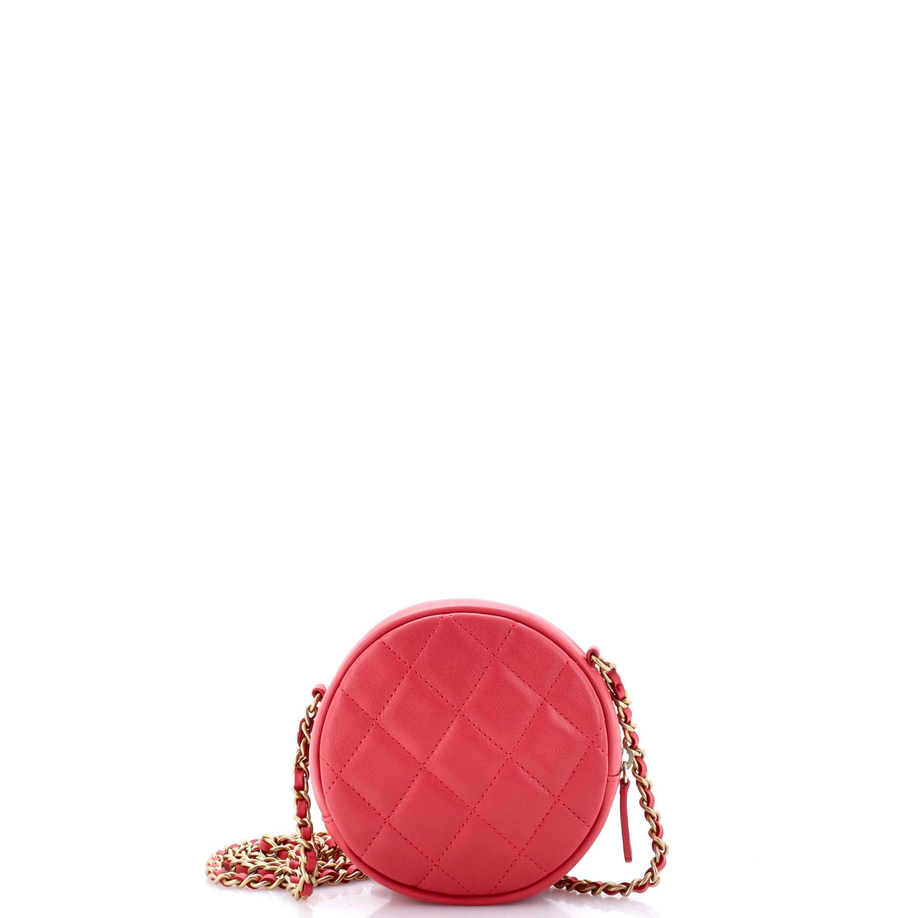 Chanel 18K Charms Round Clutch With Chain Quilted Lambskin Mini