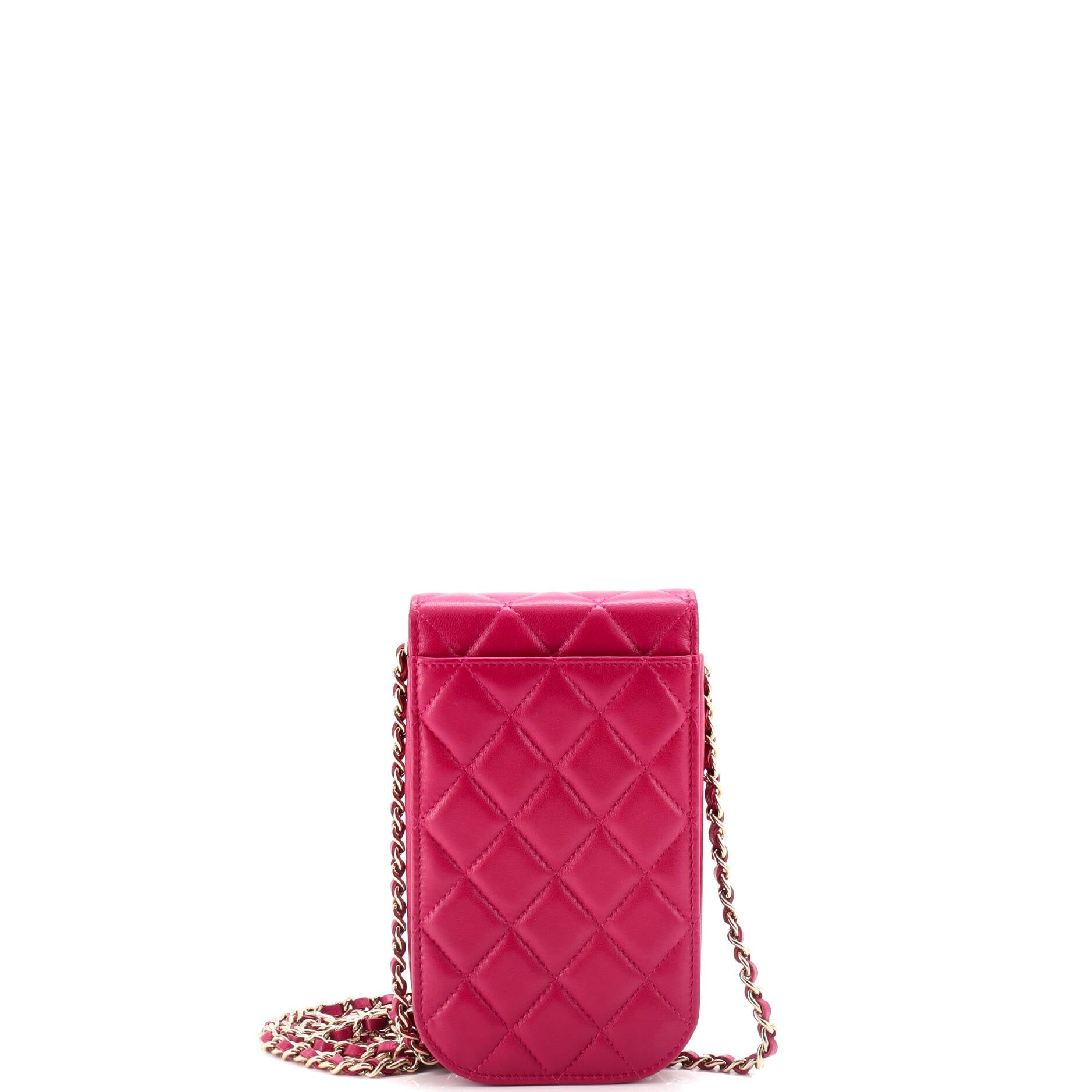 Chanel CC Flap Phone Holder Crossbody Bag Quilted Lambskin