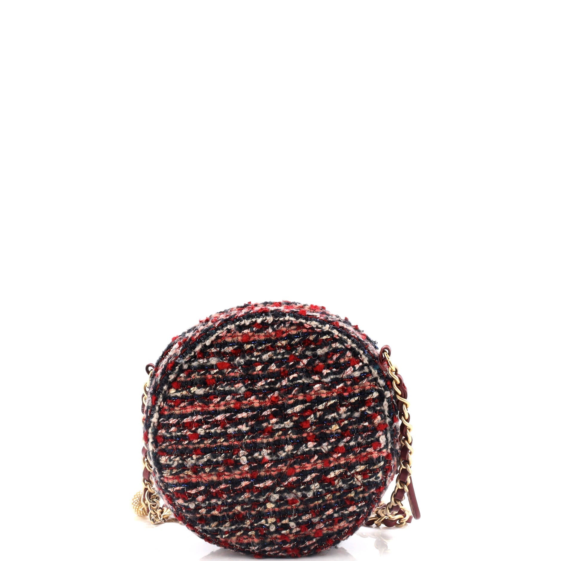 Chanel Round Clutch with Chain Quilted Tweed Mini