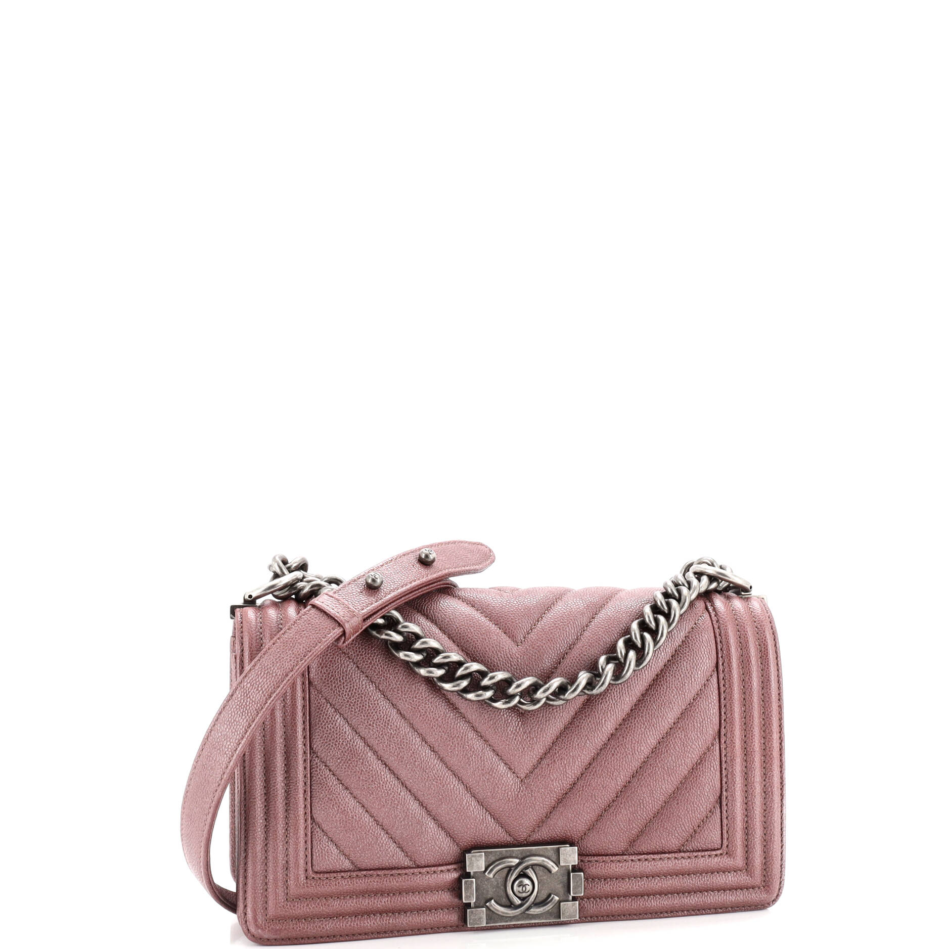 Chanel Boy Flap Bag Chevron Caviar Old Medium