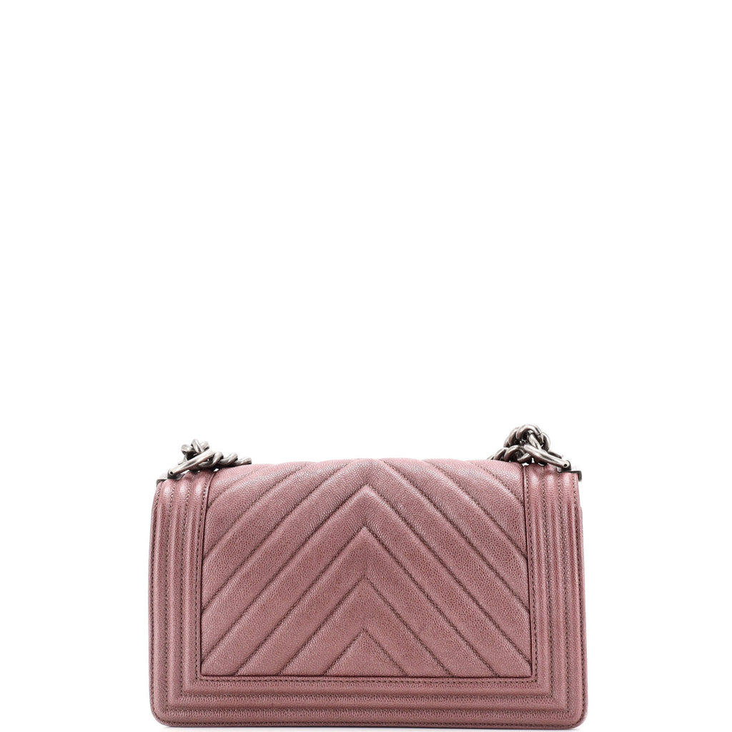 Chanel Boy Flap Bag Chevron Caviar Old Medium