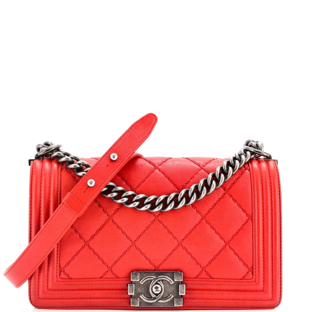 Chanel Stitch Boy Flap Bag Quilted Calfskin Old Medium
