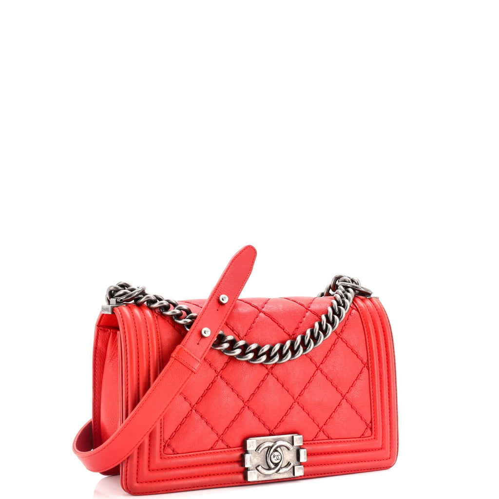 Chanel Stitch Boy Flap Bag Quilted Calfskin Old Medium