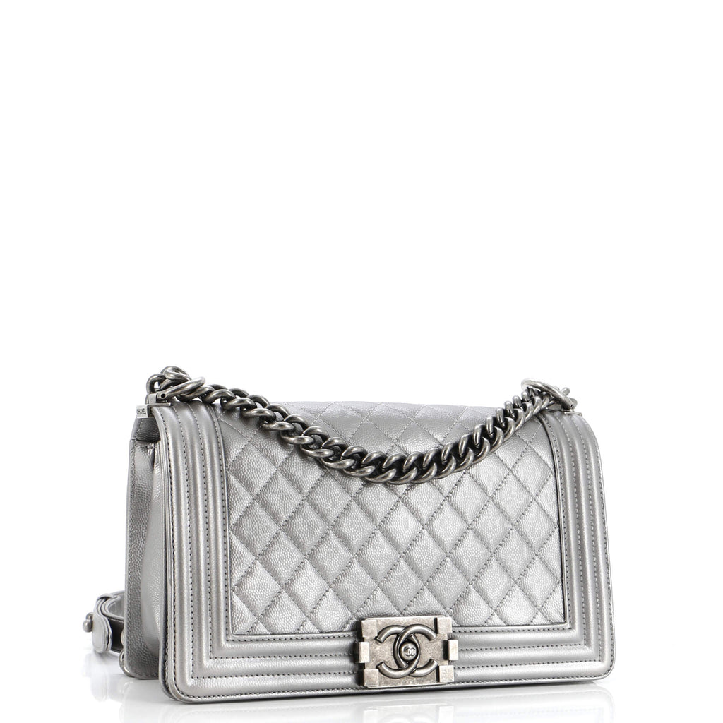 Chanel Boy Flap Bag Quilted Caviar Old Medium