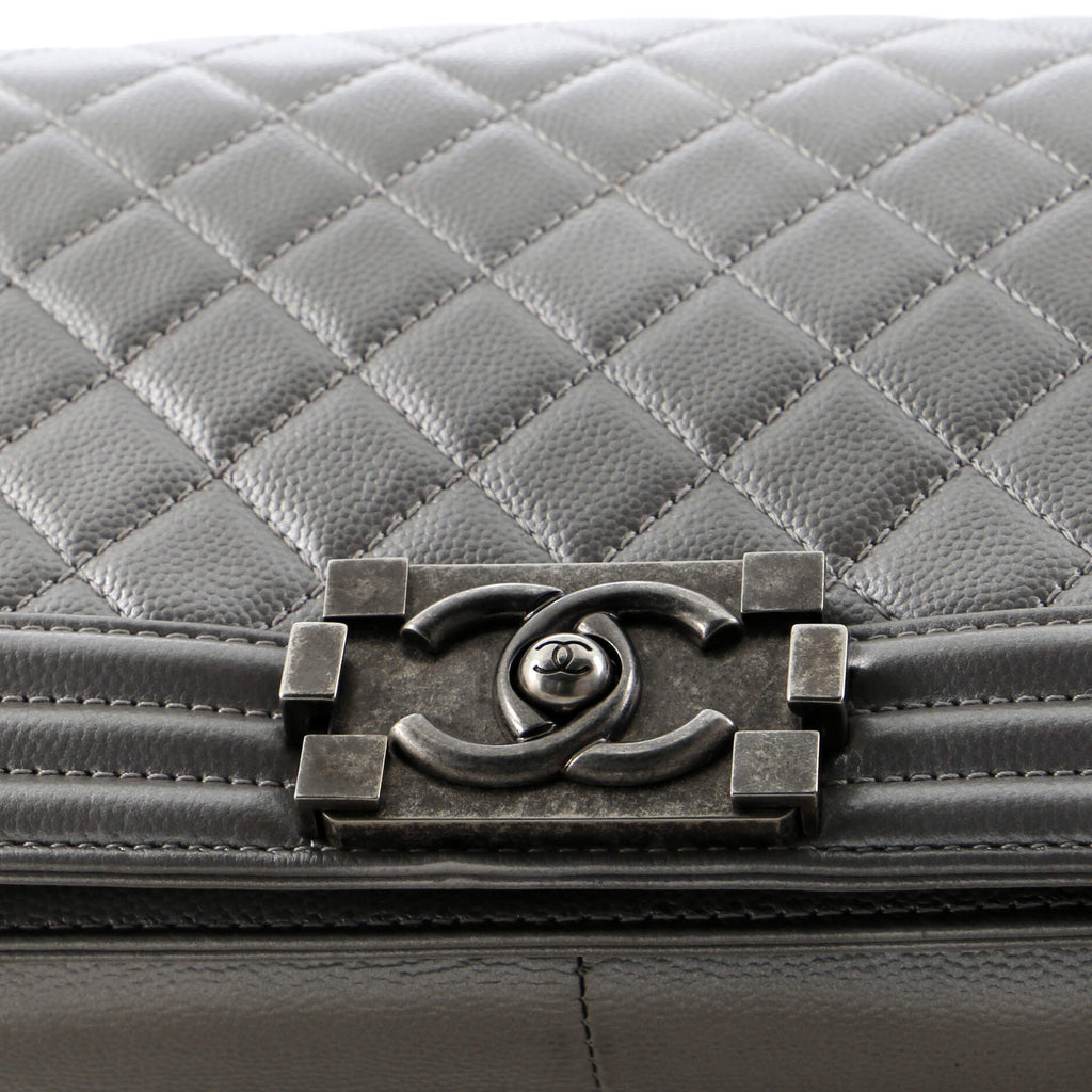 Chanel Boy Flap Bag Quilted Caviar Old Medium
