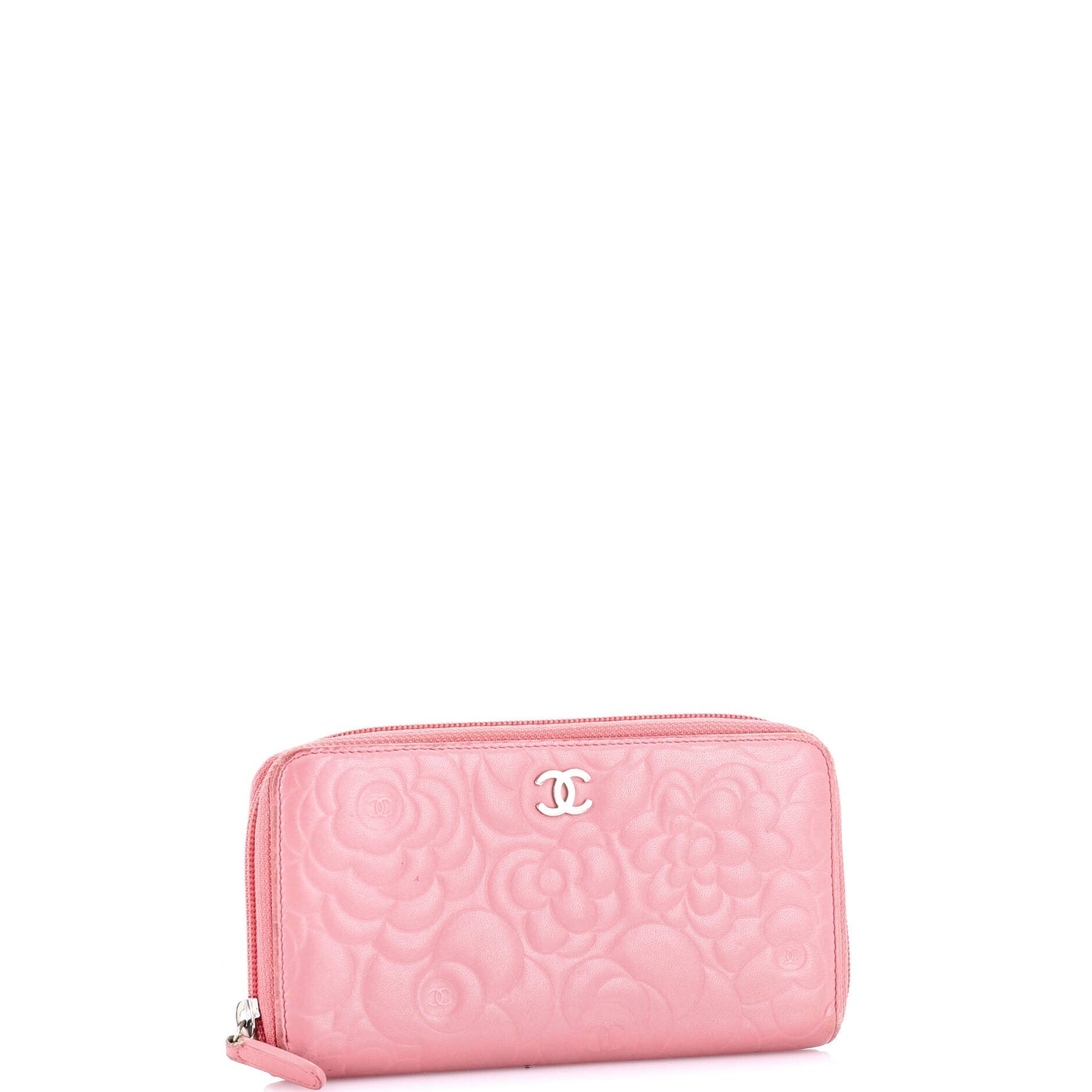 Chanel Zip Around Wallet Camellia Lambskin