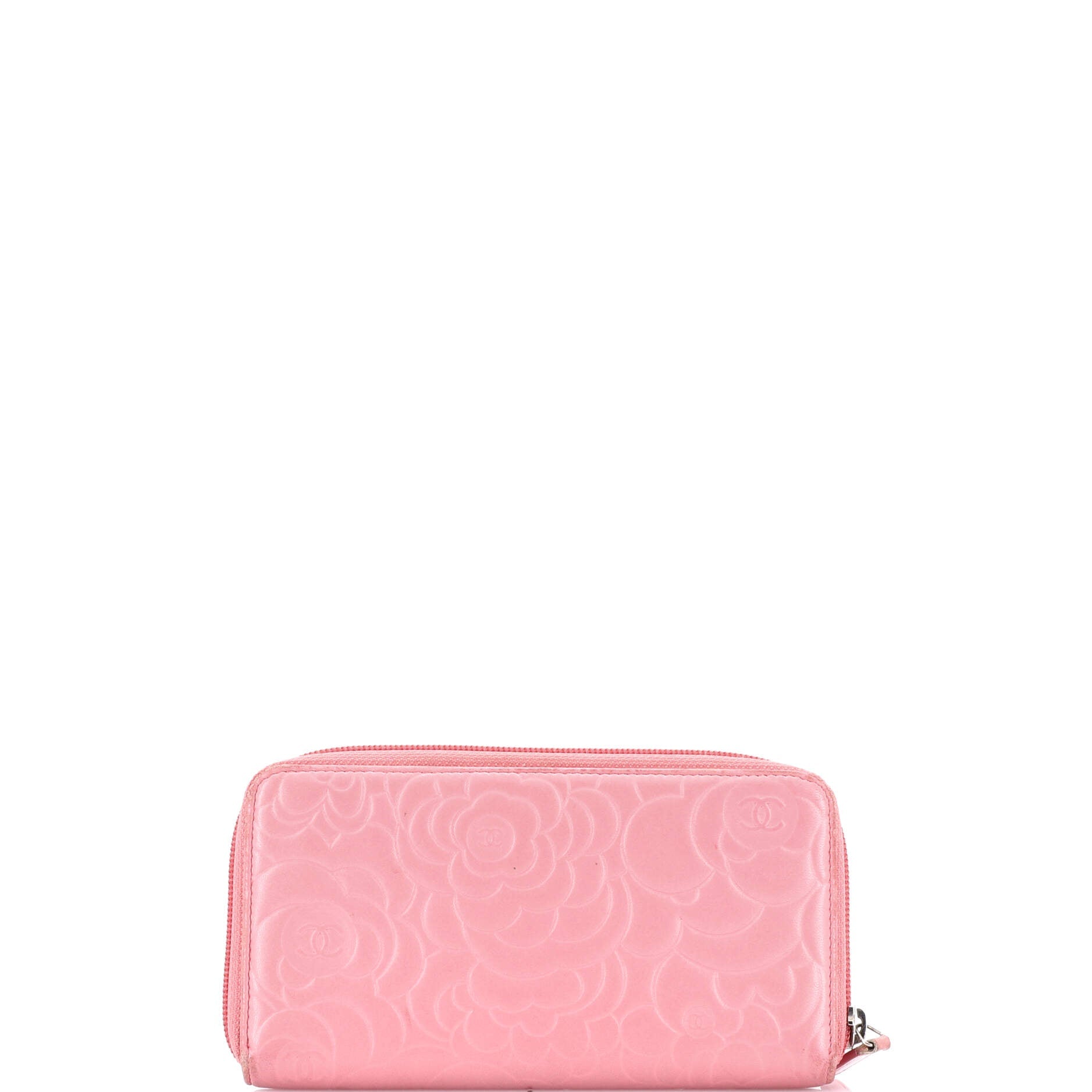 Chanel Zip Around Wallet Camellia Lambskin