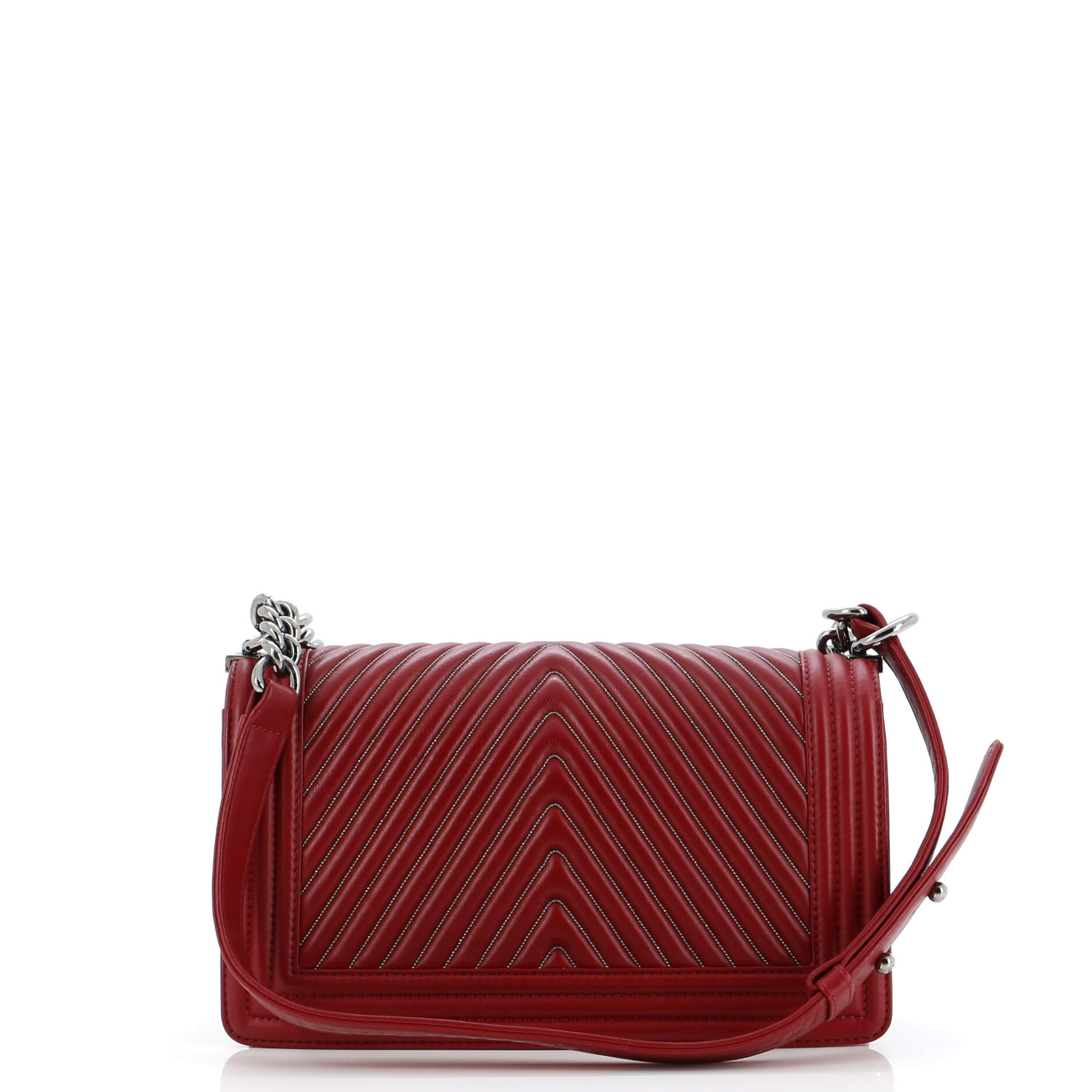 Chanel Boy Flap Bag Chevron Calfskin with Micro Chain Detail Old Medium