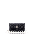 Chanel Pearl Strap Clutch with Chain Quilted Calfskin