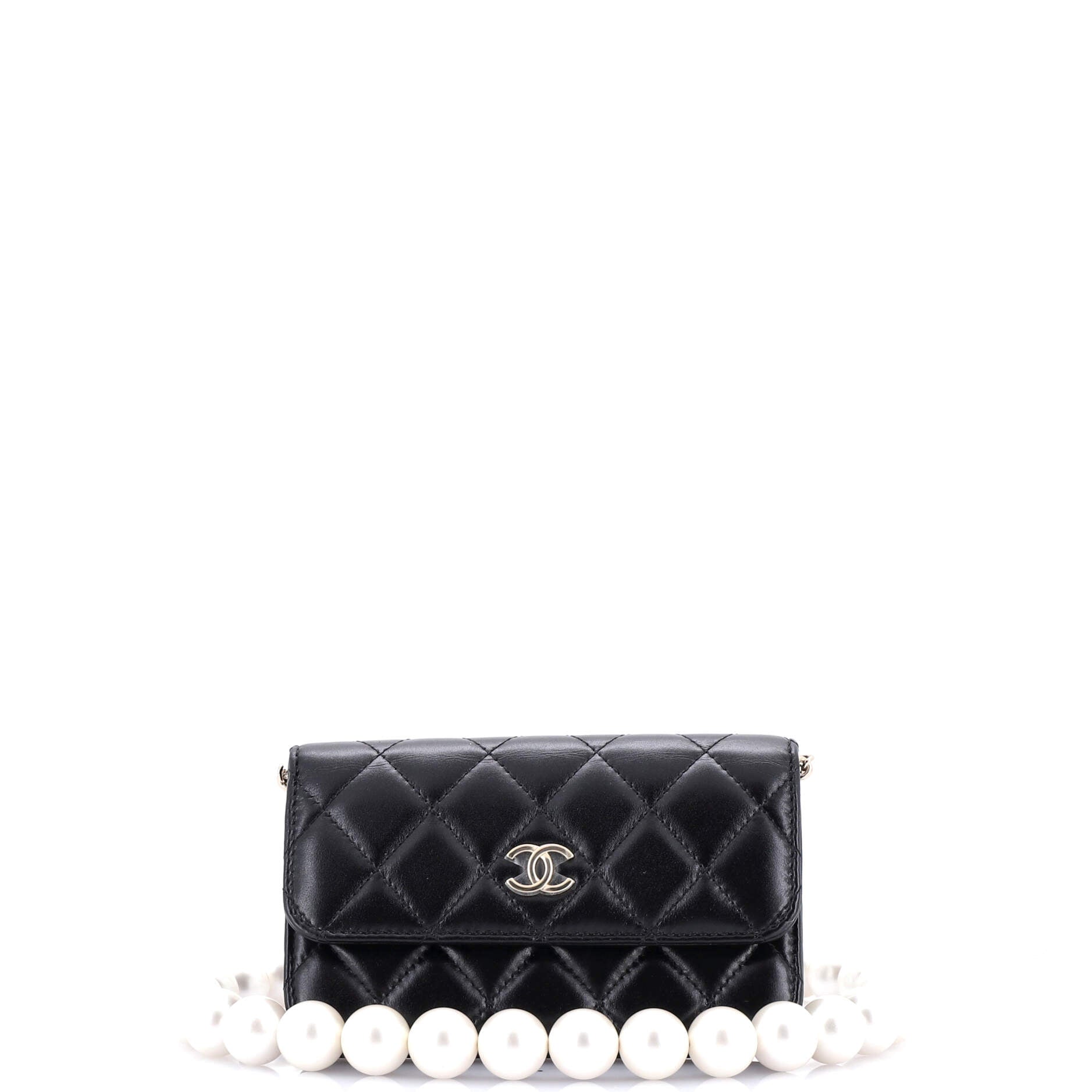Chanel Pearl Strap Clutch with Chain Quilted Calfskin