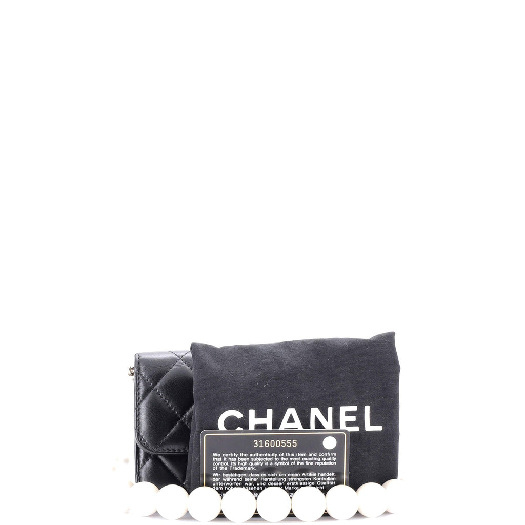 Chanel Pearl Strap Clutch with Chain Quilted Calfskin
