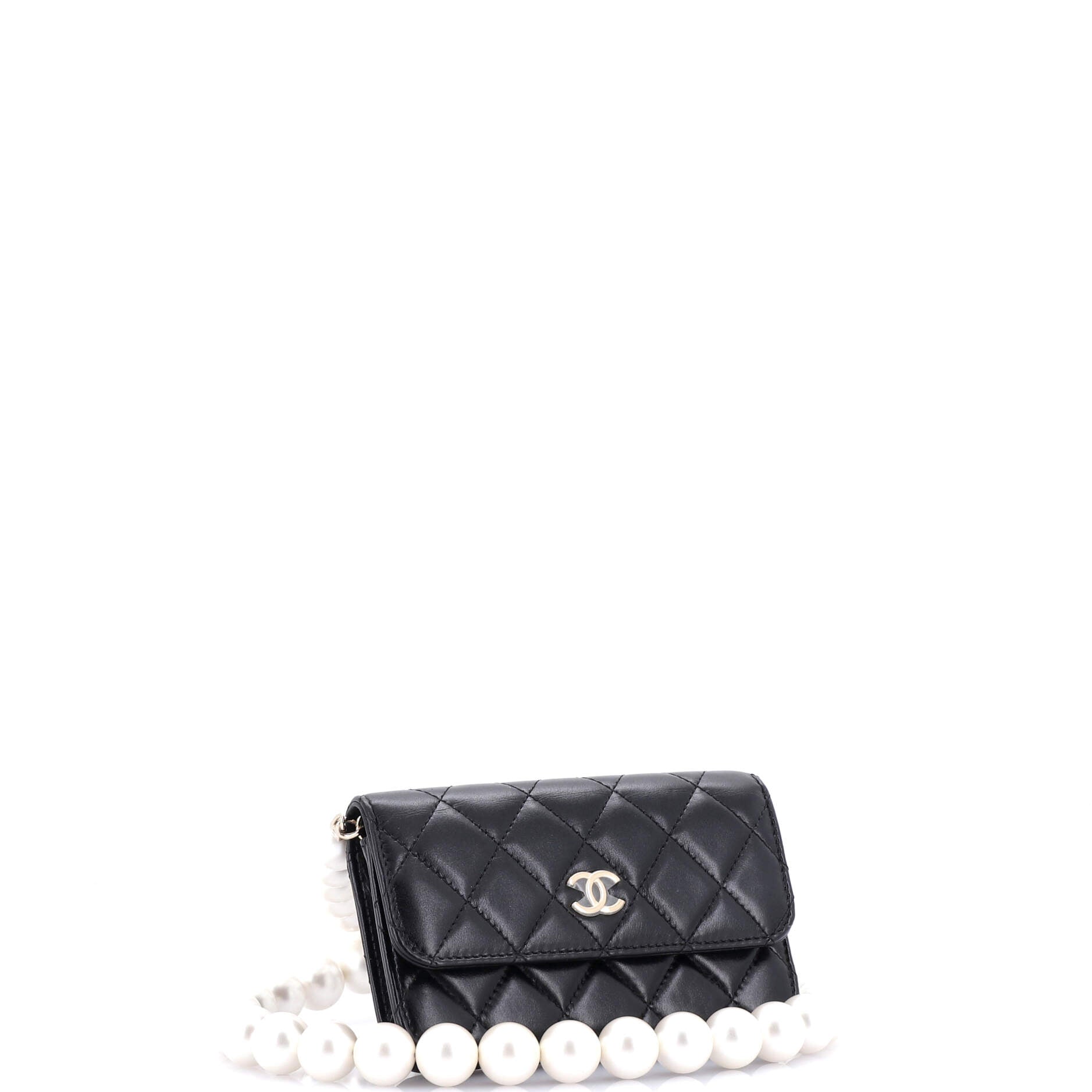 Chanel Pearl Strap Clutch with Chain Quilted Calfskin