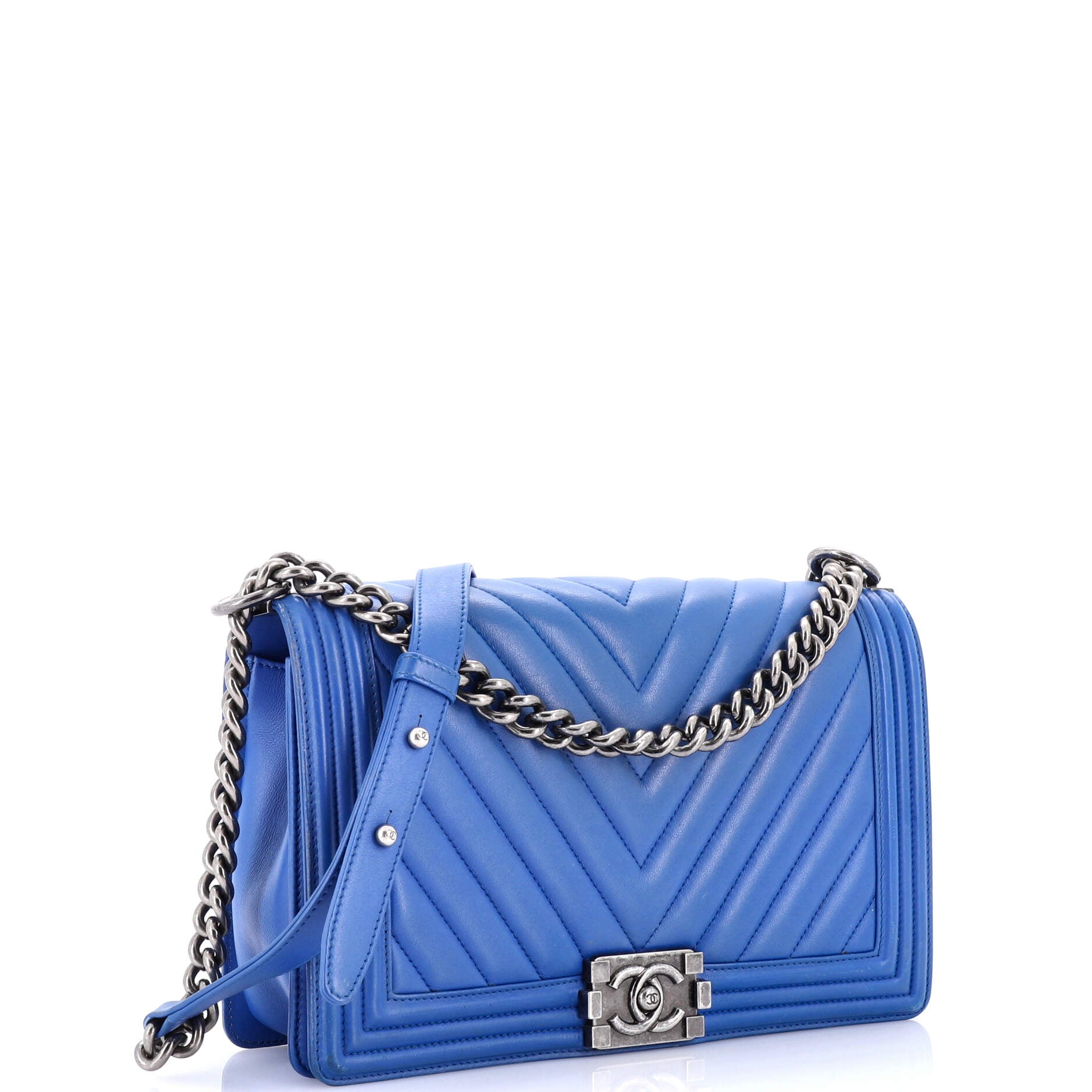 Chanel Boy Flap Bag Chevron Lambskin New Medium