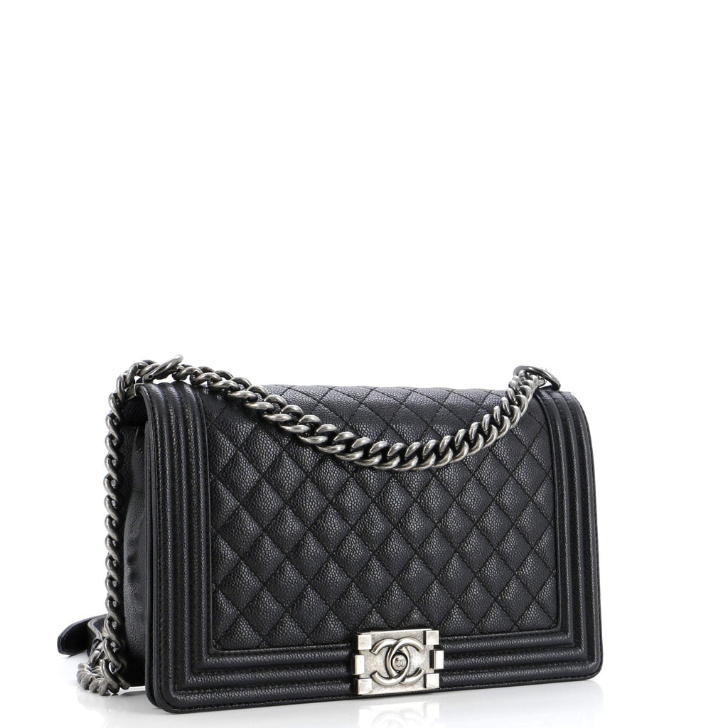 Chanel Boy Flap Bag Quilted Caviar New Medium
