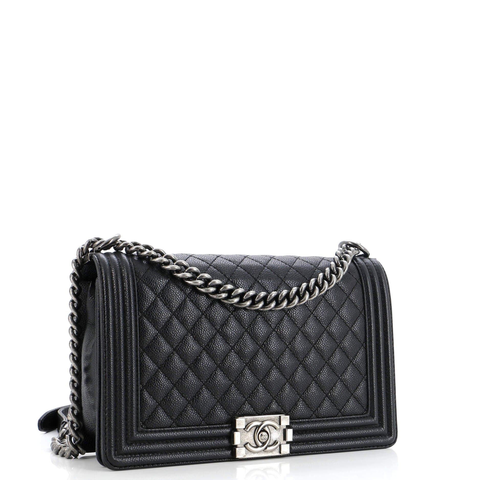 Chanel Boy Flap Bag Quilted Caviar New Medium