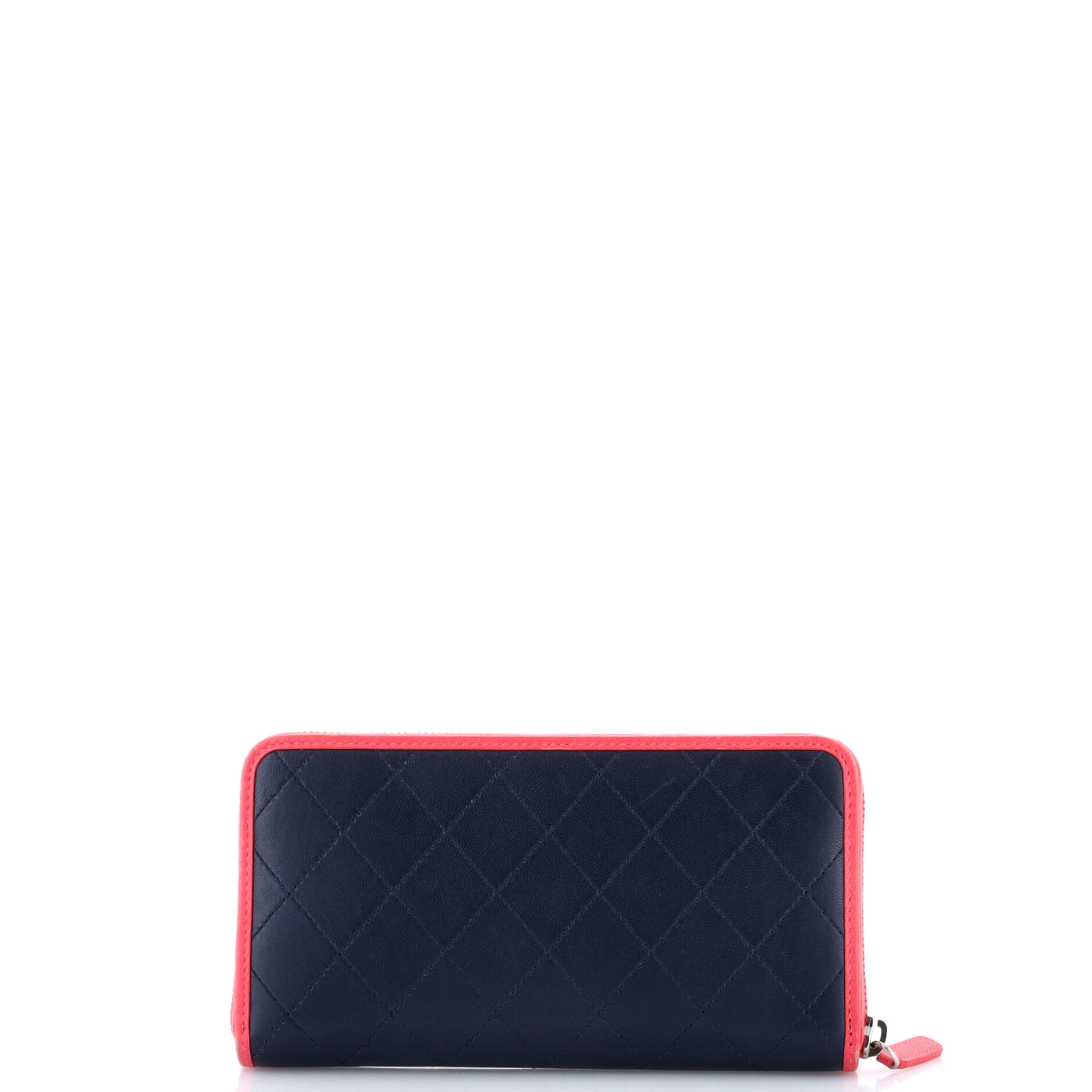 Chanel CC Zip Around Wallet Stitched Lambskin Long
